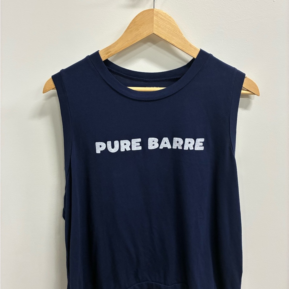 Pure Barre Navy Graphic Muscle Tee with White Logo